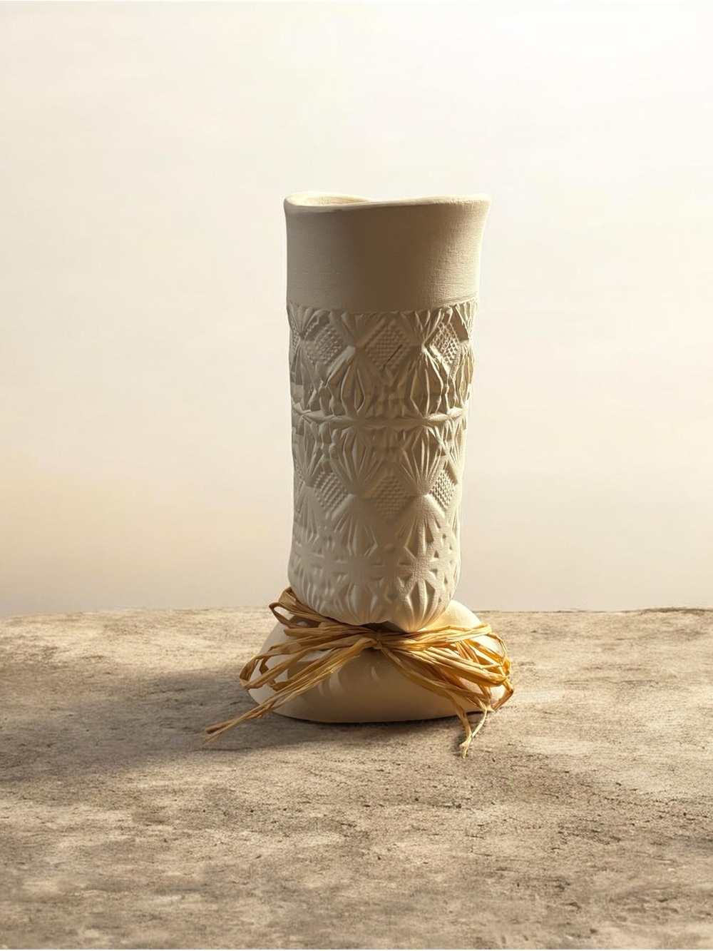 Textured Ceramic Vase in Cream